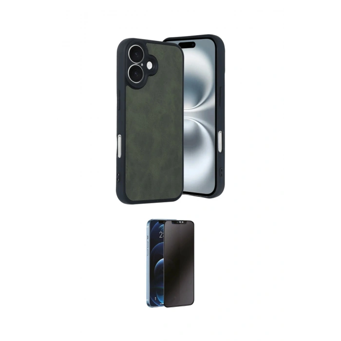 MARSİLYAN™- iPhone 16 Kılıf Kıvılcım Işık Serisi - Siyah 3D Antistatik Hayalet Cam Ekran Koruyucu