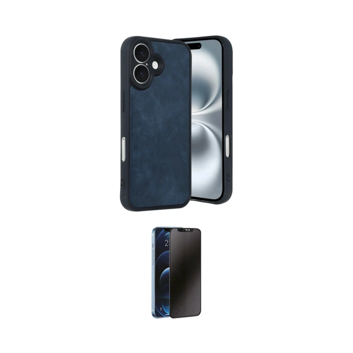 MARSİLYAN™- iPhone 16 Kılıf Kıvılcım Işık Serisi - Siyah 3D Antistatik Hayalet Cam Ekran Koruyucu