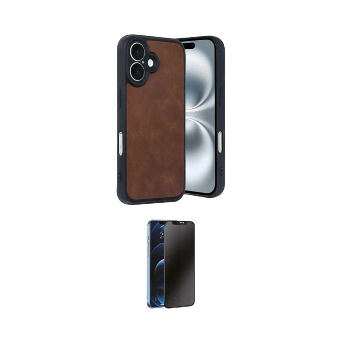 MARSİLYAN™- iPhone 16 Kılıf Kıvılcım Işık Serisi - Siyah 3D Antistatik Hayalet Cam Ekran Koruyucu