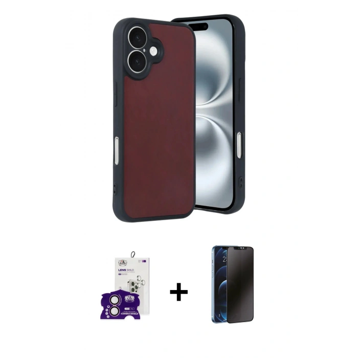 MARSİLYAN™- iPhone 16 Kılıf Kıvılcım Işık Serisi - Siyah 3D Antistatik Hayalet Cam Ekran Koruyucu + Bilvis Titan Kamera Lens - PE