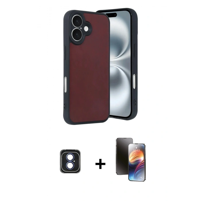 MARSİLYAN™- iPhone 16 Kılıf Kıvılcım Işık Serisi - Siyah 3D Antistatik Mat Seramik Nano Ekran Koruyucu + Mavi PVD Metal Kamera Lens