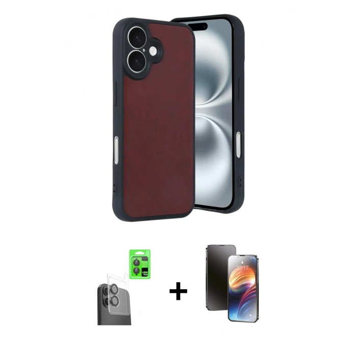 MARSİLYAN™- iPhone 16 Kılıf Kıvılcım Işık Serisi - Siyah 3D Antistatik Mat Seramik Nano Ekran Koruyucu + Raze Metal Kamera Lens - SH