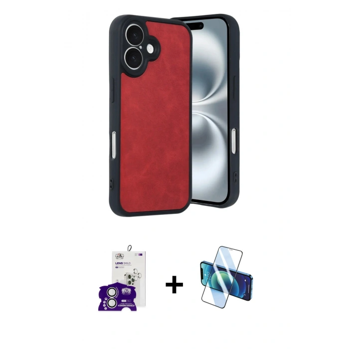 MARSİLYAN™- iPhone 16 Kılıf Kıvılcım Işık Serisi - Siyah 3D Antistatik Seramik Nano Ekran Koruyucu + Bilvis Titan Kamera Lens - GS
