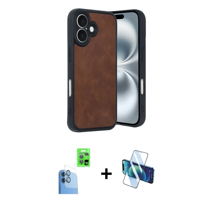 MARSİLYAN™- iPhone 16 Kılıf Kıvılcım Işık Serisi - Siyah 3D Antistatik Seramik Nano Ekran Koruyucu + Raze Metal Kamera Lens - LT