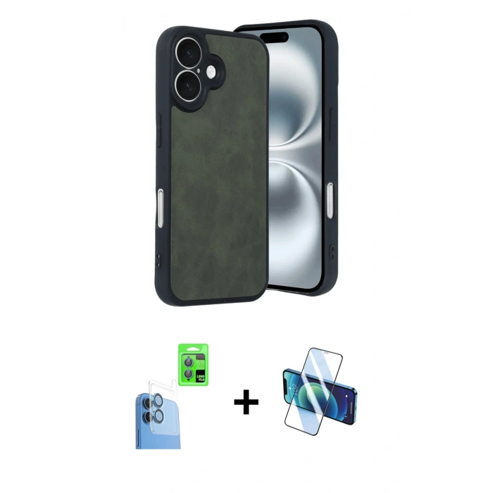 MARSİLYAN™- iPhone 16 Kılıf Kıvılcım Işık Serisi - Siyah 3D Antistatik Seramik Nano Ekran Koruyucu + Raze Metal Kamera Lens - LT
