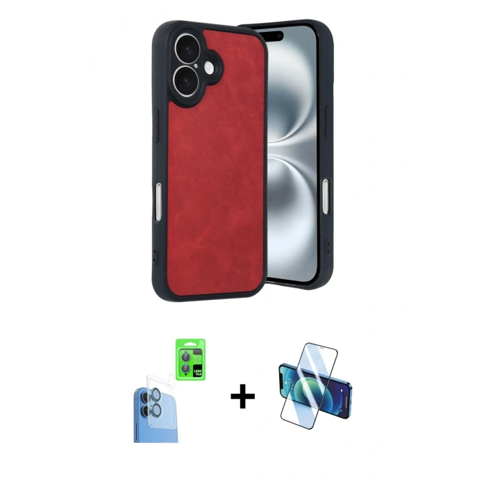 MARSİLYAN™- iPhone 16 Kılıf Kıvılcım Işık Serisi - Siyah 3D Antistatik Seramik Nano Ekran Koruyucu + Raze Metal Kamera Lens - LT