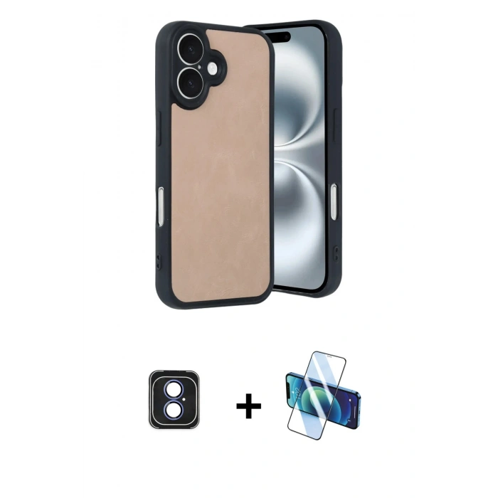 MARSİLYAN™- iPhone 16 Kılıf Kıvılcım Işık Serisi - Siyah 3D Antistatik Seramik Nano Ekran Koruyucu + PVD Metal Kamera Lens - MI