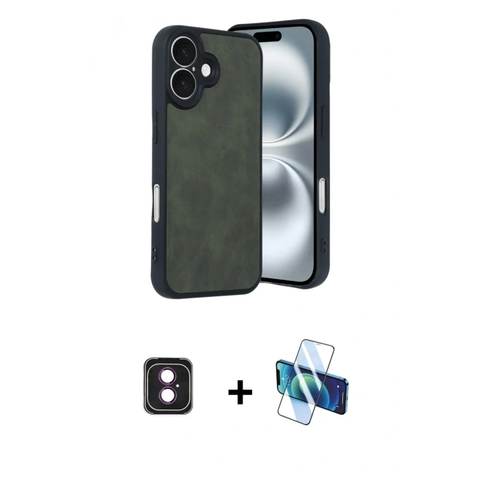 MARSİLYAN™- iPhone 16 Kılıf Kıvılcım Işık Serisi - Siyah 3D Antistatik Seramik Nano Ekran Koruyucu + PVD Metal Kamera Lens - PE