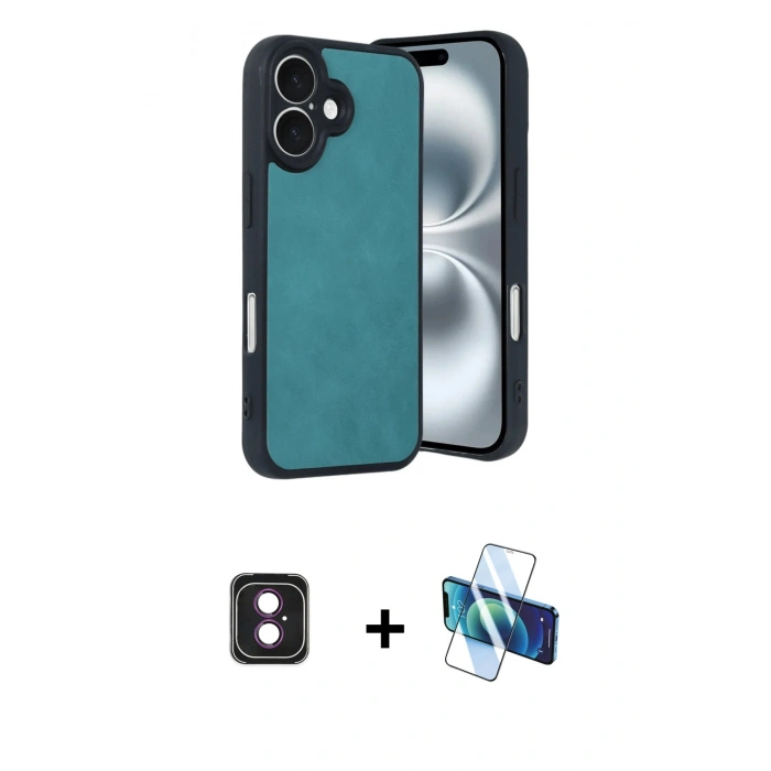 MARSİLYAN™- iPhone 16 Kılıf Kıvılcım Işık Serisi - Siyah 3D Antistatik Seramik Nano Ekran Koruyucu + PVD Metal Kamera Lens - PE