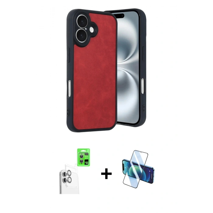 MARSİLYAN™- iPhone 16 Kılıf Kıvılcım Işık Serisi - Siyah 3D Antistatik Seramik Nano Ekran Koruyucu + Raze Metal Kamera Lens - BZ