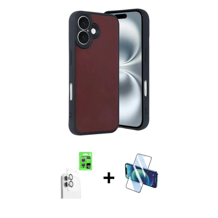 MARSİLYAN™- iPhone 16 Kılıf Kıvılcım Işık Serisi - Siyah 3D Antistatik Seramik Nano Ekran Koruyucu + Raze Metal Kamera Lens - BZ