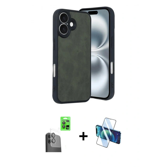 MARSİLYAN™- iPhone 16 Kılıf Kıvılcım Işık Serisi - Siyah 3D Antistatik Seramik Nano Ekran Koruyucu + Raze Metal Kamera Lens - SH