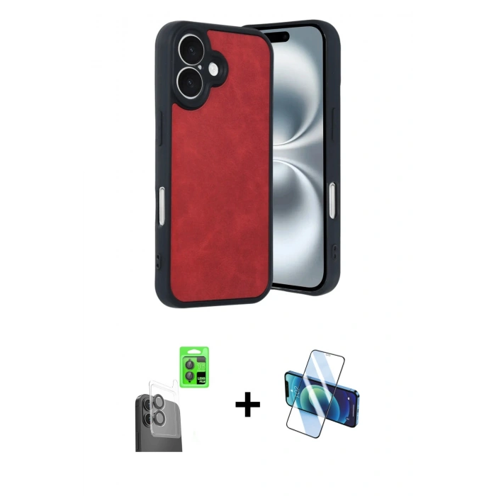 MARSİLYAN™- iPhone 16 Kılıf Kıvılcım Işık Serisi - Siyah 3D Antistatik Seramik Nano Ekran Koruyucu + Raze Metal Kamera Lens - SH