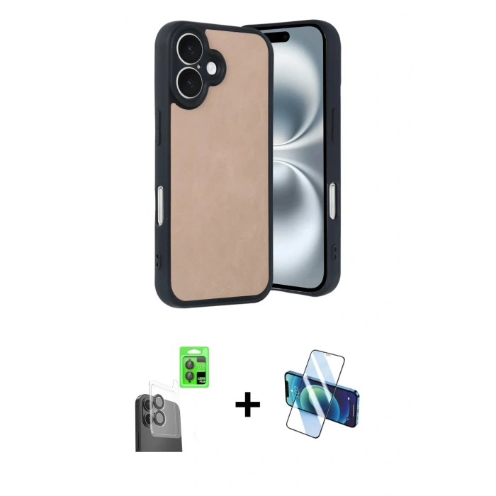 MARSİLYAN™- iPhone 16 Kılıf Kıvılcım Işık Serisi - Siyah 3D Antistatik Seramik Nano Ekran Koruyucu + Raze Metal Kamera Lens - SH