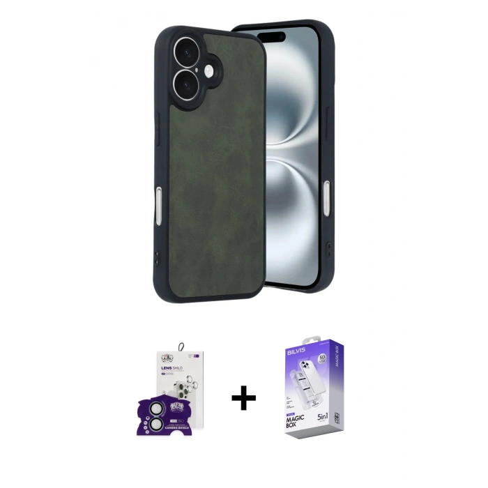MARSİLYAN™- iPhone 16 Kılıf Kıvılcım Işık Serisi - Siyah Bilvis 5in1 3D Magic Cam Ekran Koruyucu + Bilvis Titan Kamera Lens - YL