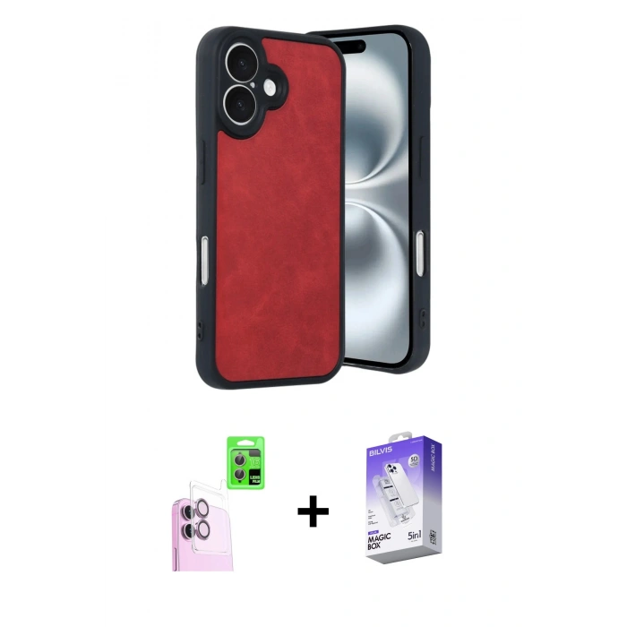 MARSİLYAN™- iPhone 16 Kılıf Kıvılcım Işık Serisi - Siyah Bilvis 5in1 3D Magic Cam Ekran Koruyucu + Raze Metal Kamera Lens - PE