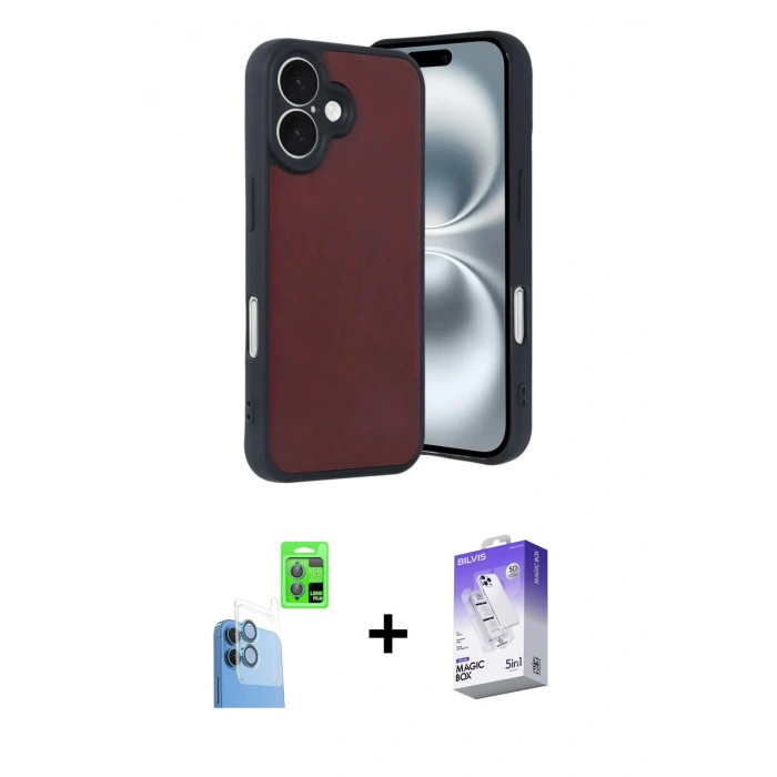 MARSİLYAN™- iPhone 16 Kılıf Kıvılcım Işık Serisi - Siyah Bilvis 5in1 3D Magic Cam Ekran Koruyucu + Raze Metal Kamera Lens - LT