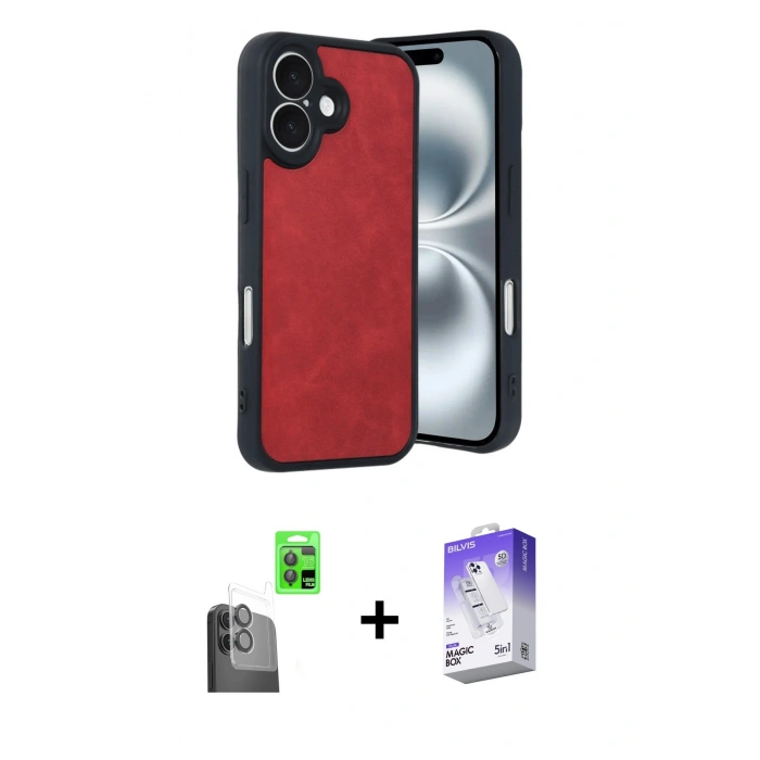 MARSİLYAN™- iPhone 16 Kılıf Kıvılcım Işık Serisi - Siyah Bilvis 5in1 3D Magic Cam Ekran Koruyucu + Raze Metal Kamera Lens - SH