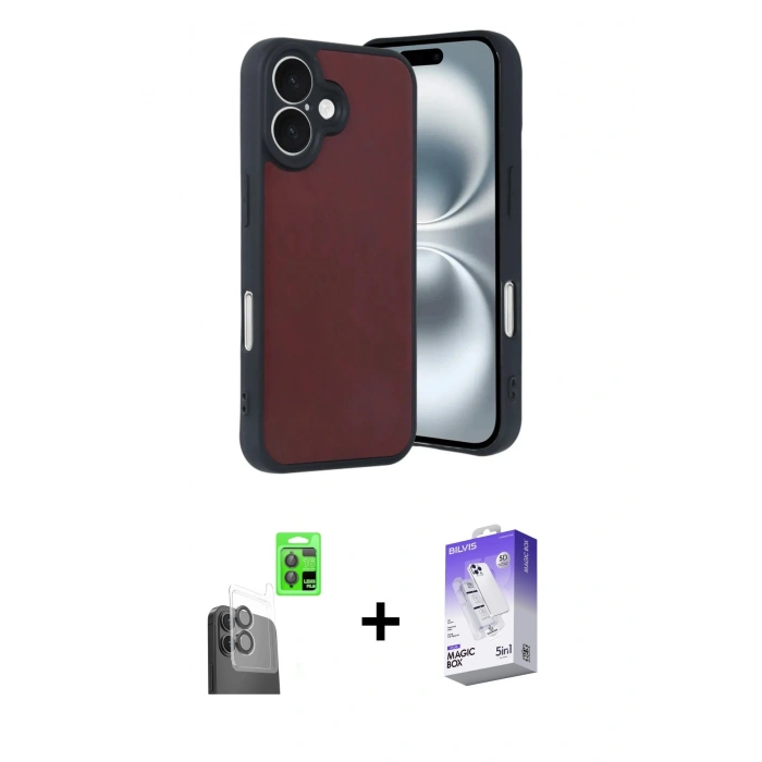 MARSİLYAN™- iPhone 16 Kılıf Kıvılcım Işık Serisi - Siyah Bilvis 5in1 3D Magic Cam Ekran Koruyucu + Raze Metal Kamera Lens - SH