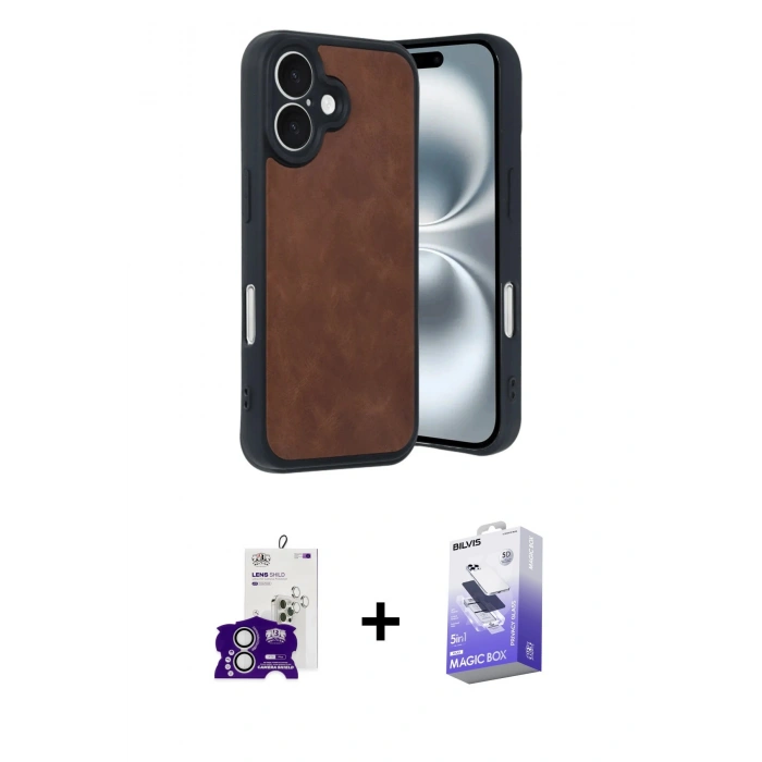 MARSİLYAN™- iPhone 16 Kılıf Kıvılcım Işık Serisi - Siyah Bilvis 5in1 5D Magic Hayalet Cam Ekran Koruyucu + Bilvis Titan Kamera Lens - GS