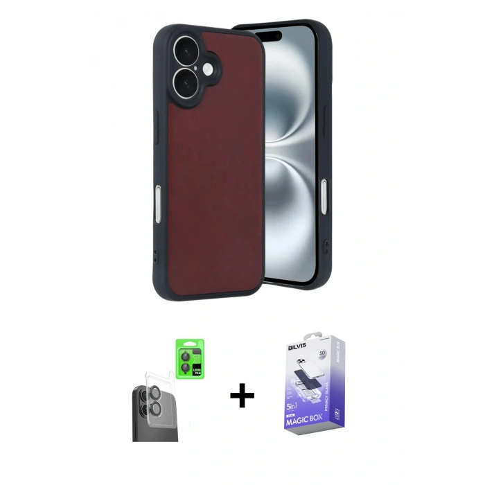 MARSİLYAN™- iPhone 16 Kılıf Kıvılcım Işık Serisi - Siyah Bilvis 5in1 5D Magic Hayalet Cam Ekran Koruyucu + Raze Metal Kamera Lens - SH