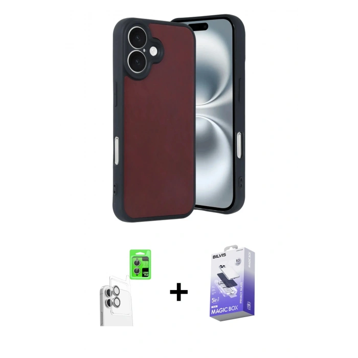 MARSİLYAN™- iPhone 16 Kılıf Kıvılcım Işık Serisi - Siyah Bilvis 5in1 5D Magic Hayalet Cam Ekran Koruyucu + Raze Metal Kamera Lens - BZ