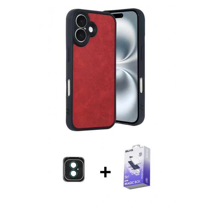 MARSİLYAN™- iPhone 16 Kılıf Kıvılcım Işık Serisi - Siyah Bilvis 5in1 5D Magic Hayalet Cam Ekran Koruyucu + PVD Metal Kamera Lens - YL