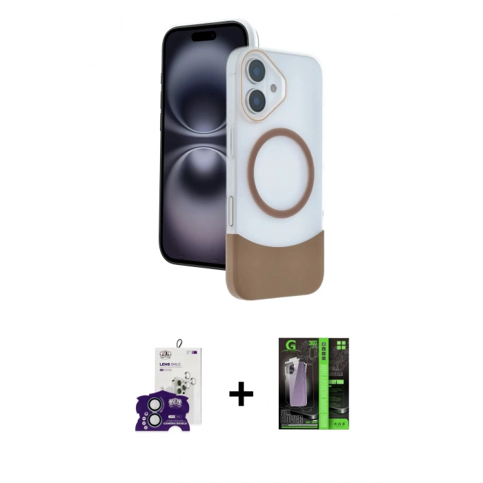 MARSİLYAN™- iPhone 16 Kılıf Kozmos Form Özel Seri - Şeffaf 360 Full Body Arka Koruyucu + Bilvis Titan Kamera Lens - YL