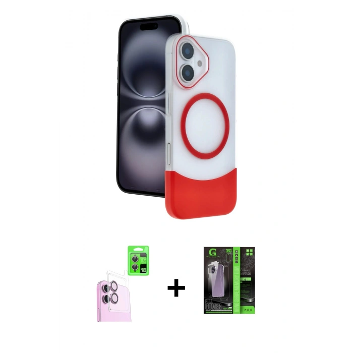 MARSİLYAN™- iPhone 16 Kılıf Kozmos Form Özel Seri - Şeffaf 360 Full Body Arka Koruyucu + Raze Metal Kamera Lens - PE