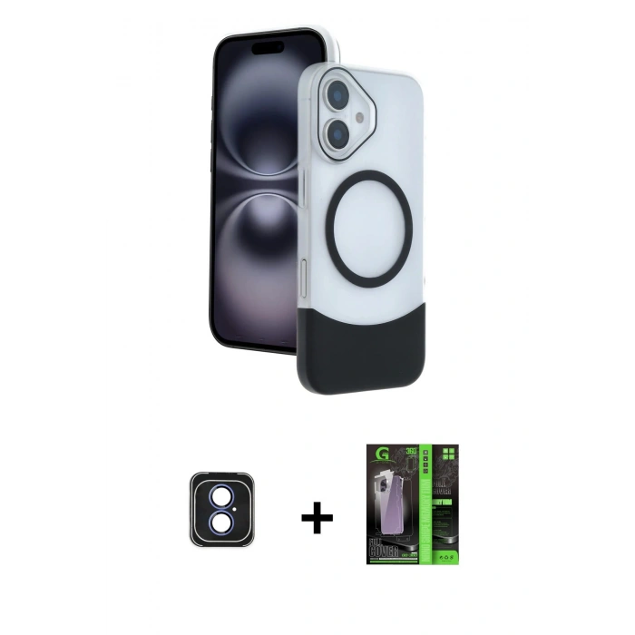 MARSİLYAN™- iPhone 16 Kılıf Kozmos Form Özel Seri - Şeffaf 360 Full Body Arka Koruyucu + PVD Metal Kamera Lens - MI