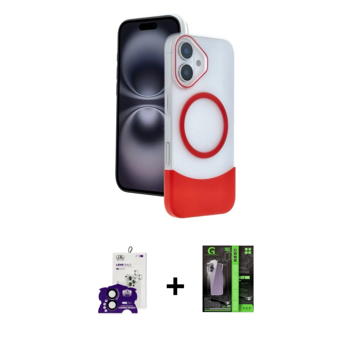 MARSİLYAN™- iPhone 16 Kılıf Kozmos Form Özel Seri - Şeffaf 360 Full Body Arka Koruyucu + Bilvis Titan Kamera Lens - SH