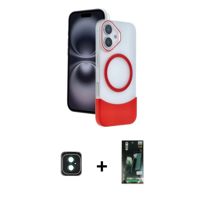 MARSİLYAN™- iPhone 16 Kılıf Kozmos Form Özel Seri - Siyah 360 Mat Full Body Arka Koruyucu + PVD Metal Kamera Lens - YL