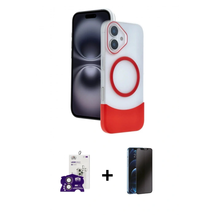 MARSİLYAN™- iPhone 16 Kılıf Kozmos Form Özel Seri - Siyah 3D Antistatik Hayalet Cam Ekran Koruyucu + Bilvis Titan Kamera Lens - PE