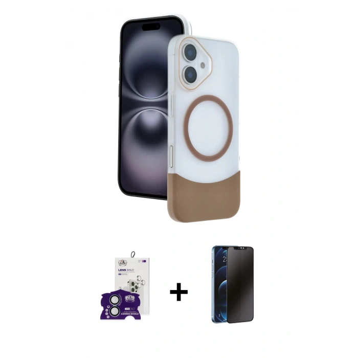 MARSİLYAN™- iPhone 16 Kılıf Kozmos Form Özel Seri - Siyah 3D Antistatik Hayalet Cam Ekran Koruyucu + Bilvis Titan Kamera Lens - YL
