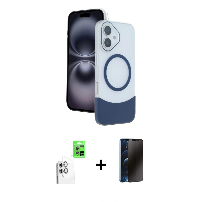 MARSİLYAN™- iPhone 16 Kılıf Kozmos Form Özel Seri - Siyah 3D Antistatik Hayalet Cam Ekran Koruyucu + Raze Metal Kamera Lens - BZ