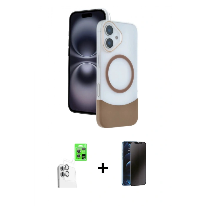 MARSİLYAN™- iPhone 16 Kılıf Kozmos Form Özel Seri - Siyah 3D Antistatik Hayalet Cam Ekran Koruyucu + Raze Metal Kamera Lens - BZ