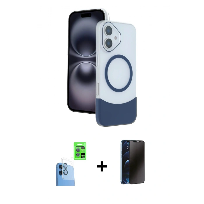 MARSİLYAN™- iPhone 16 Kılıf Kozmos Form Özel Seri - Siyah 3D Antistatik Hayalet Cam Ekran Koruyucu + Raze Metal Kamera Lens - LT