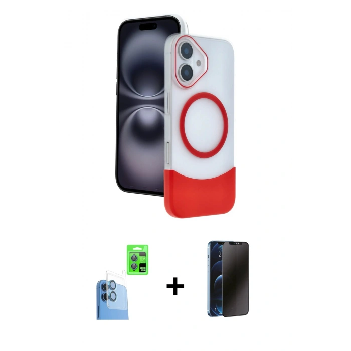 MARSİLYAN™- iPhone 16 Kılıf Kozmos Form Özel Seri - Siyah 3D Antistatik Hayalet Cam Ekran Koruyucu + Raze Metal Kamera Lens - LT