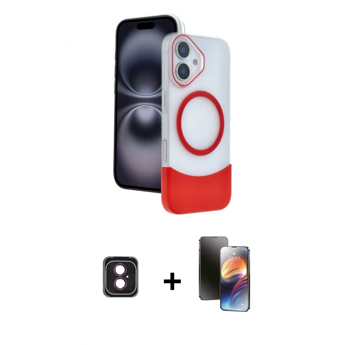 MARSİLYAN™- iPhone 16 Kılıf Kozmos Form Özel Seri - Siyah 3D Antistatik Mat Seramik Nano Ekran Koruyucu + Pembe PVD Metal Kamera Lens