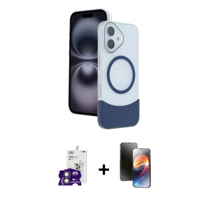 MARSİLYAN™- iPhone 16 Kılıf Kozmos Form Özel Seri - Siyah 3D Antistatik Mat Seramik Nano Ekran Koruyucu + Bilvis Titan Kamera Lens - PE