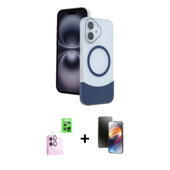 MARSİLYAN™- iPhone 16 Kılıf Kozmos Form Özel Seri - Siyah 3D Antistatik Mat Seramik Nano Ekran Koruyucu + Raze Metal Kamera Lens - PE