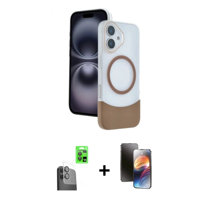 MARSİLYAN™- iPhone 16 Kılıf Kozmos Form Özel Seri - Siyah 3D Antistatik Mat Seramik Nano Ekran Koruyucu + Siyah Raze Metal Kamera Lens