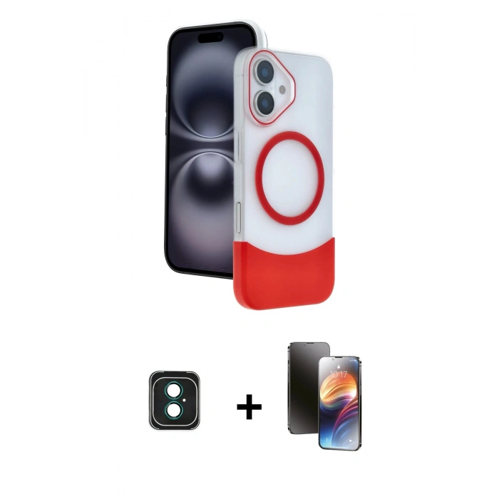MARSİLYAN™- iPhone 16 Kılıf Kozmos Form Özel Seri - Siyah 3D Antistatik Mat Seramik Nano Ekran Koruyucu + PVD Metal Kamera Lens - YL