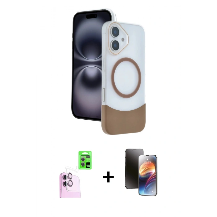 MARSİLYAN™- iPhone 16 Kılıf Kozmos Form Özel Seri - Siyah 3D Antistatik Mat Seramik Nano Ekran Koruyucu + Raze Metal Kamera Lens - PE