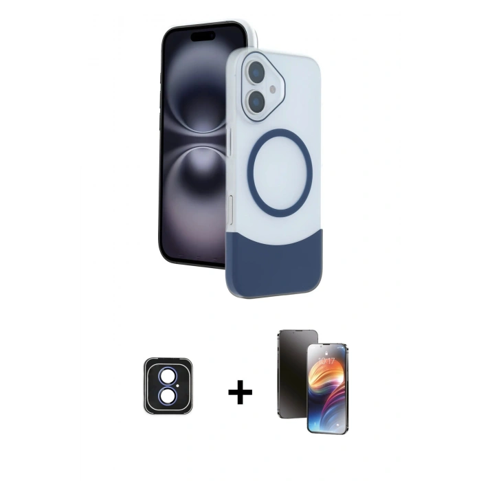 MARSİLYAN™- iPhone 16 Kılıf Kozmos Form Özel Seri - Siyah 3D Antistatik Mat Seramik Nano Ekran Koruyucu + PVD Metal Kamera Lens - MI