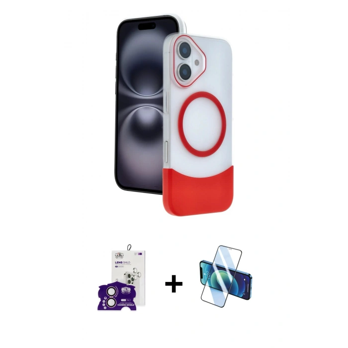 MARSİLYAN™- iPhone 16 Kılıf Kozmos Form Özel Seri - Siyah 3D Antistatik Seramik Nano Ekran Koruyucu + Bilvis Titan Kamera Lens - PE