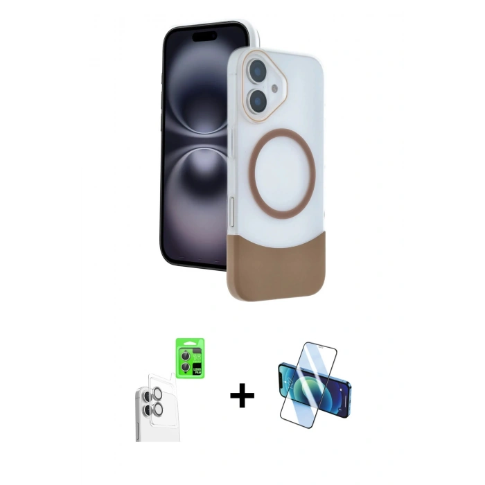 MARSİLYAN™- iPhone 16 Kılıf Kozmos Form Özel Seri - Siyah 3D Antistatik Seramik Nano Ekran Koruyucu + Raze Metal Kamera Lens - BZ