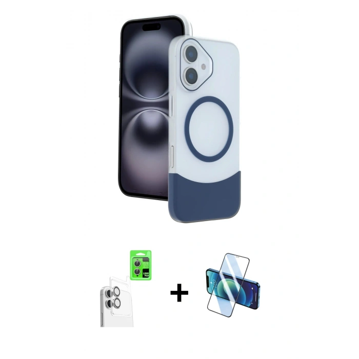 MARSİLYAN™- iPhone 16 Kılıf Kozmos Form Özel Seri - Siyah 3D Antistatik Seramik Nano Ekran Koruyucu + Raze Metal Kamera Lens - BZ