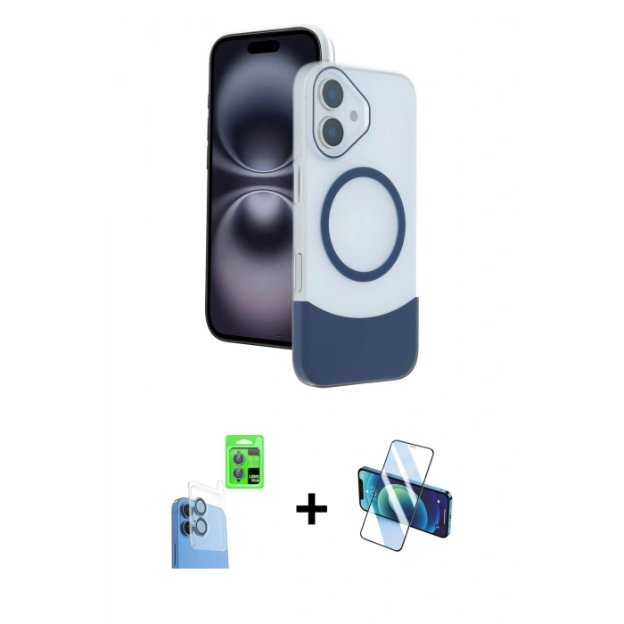 MARSİLYAN™- iPhone 16 Kılıf Kozmos Form Özel Seri - Siyah 3D Antistatik Seramik Nano Ekran Koruyucu + Raze Metal Kamera Lens - LT