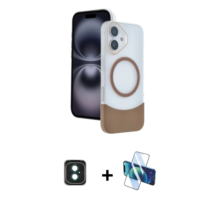 MARSİLYAN™- iPhone 16 Kılıf Kozmos Form Özel Seri - Siyah 3D Antistatik Seramik Nano Ekran Koruyucu + Yeşil PVD Metal Kamera Lens
